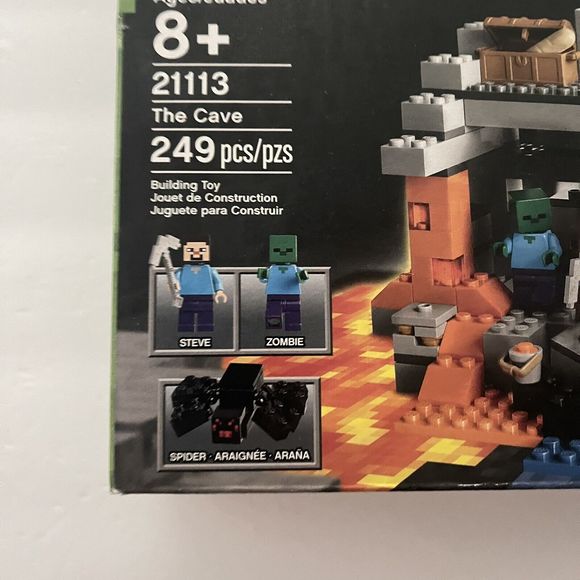 LEGO Minecraft The Cave 21113 Steve Zombie Spider Complete Set Retired New - Picture 7 of 8